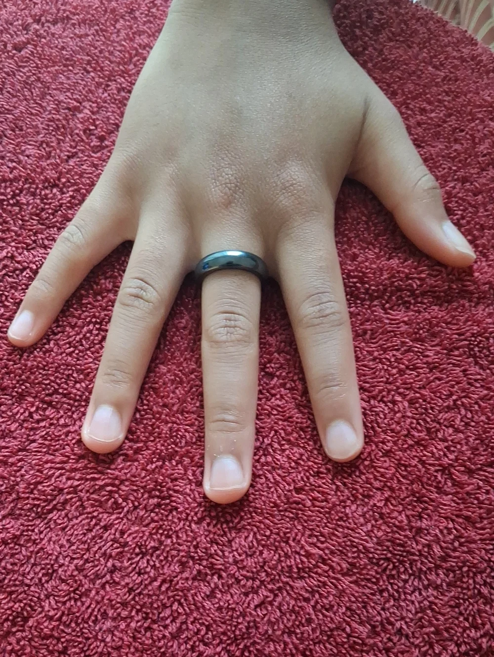 Black Men's Polished Tungsten Comfort-Fit Ring
